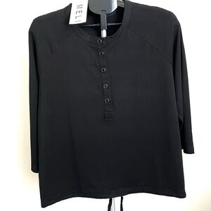 MELI Women’s Black 3/4 Sleeve Pullover Tee With Pull-String Bottom Size XL NWT